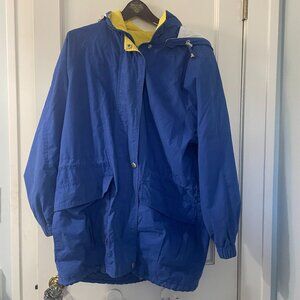 Vintage 80s London Fog Yellowand Blue Winter Coat Jacket w/ Double Zipper Size M